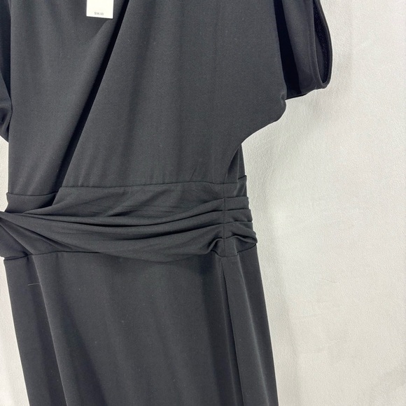 $98 NWT Ann Taylor loft Black Cap Sleeve Cinched Waist knee length Size Large - Picture 9 of 11